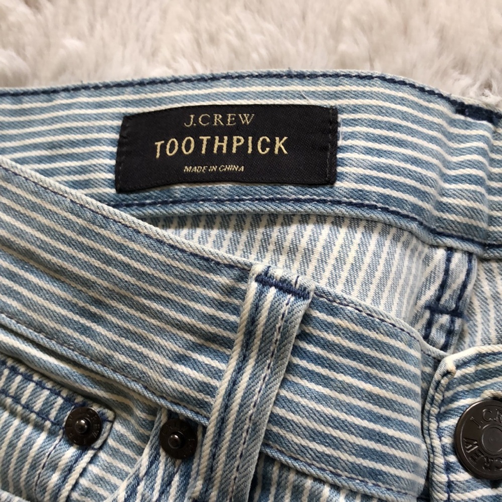 NWOT J. Crew Toothpick Ankle Zip Jeans Railroad Stripe - Picture 4 of 9